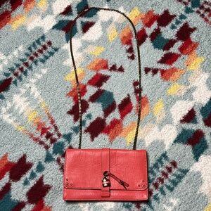 Chloe leather coral wallet on chain